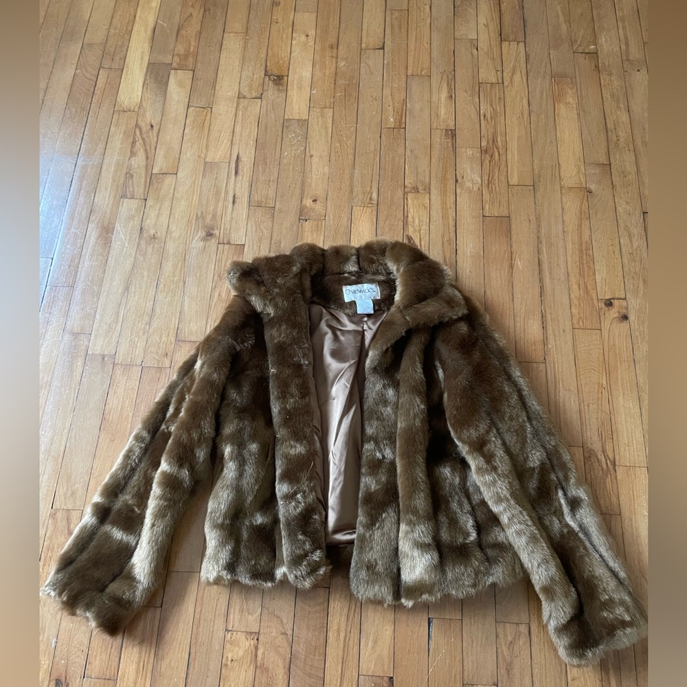 Chadwicks Faux Fur Brown Coat Size L